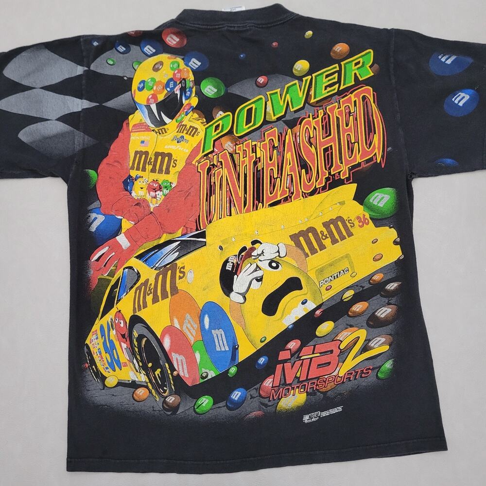 Vintage 1999 NASCAR M&M’s All Over Print Tultex T-Shirt 90s Ernie Irvan Large - Picture 11 of 15